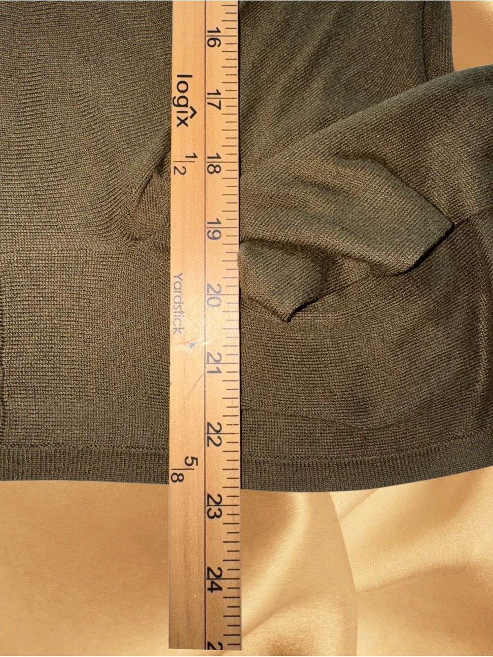 Modern Citizen Long Sleeve Wrap Around Tie Top, Knit Olive Green Size Medium - Picture 14 of 15